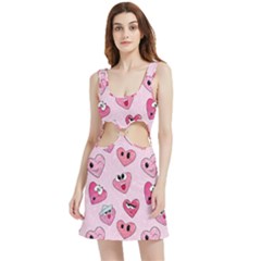 Emoji Heart Velvet Cutout Dress by SychEva