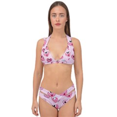 Emoji Heart Double Strap Halter Bikini Set by SychEva