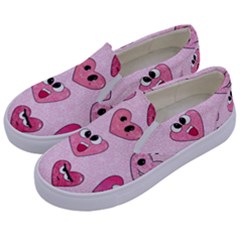 Emoji Heart Kids  Canvas Slip Ons by SychEva