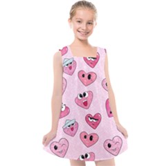 Emoji Heart Kids  Cross Back Dress by SychEva