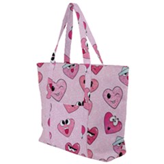 Emoji Heart Zip Up Canvas Bag by SychEva