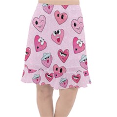 Emoji Heart Fishtail Chiffon Skirt by SychEva