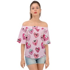 Emoji Heart Off Shoulder Short Sleeve Top by SychEva