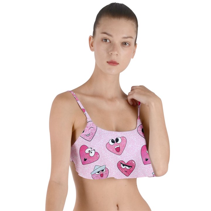 Emoji Heart Layered Top Bikini Top 