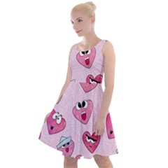 Emoji Heart Knee Length Skater Dress by SychEva