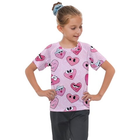 Emoji Heart Kids  Mesh Piece Tee by SychEva