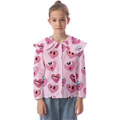 Emoji Heart Kids  Peter Pan Collar Blouse by SychEva