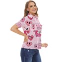 Emoji Heart Women s Short Sleeve Double Pocket Shirt View2