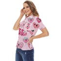 Emoji Heart Women s Short Sleeve Double Pocket Shirt View3