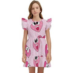 Emoji Heart Kids  Winged Sleeve Dress by SychEva