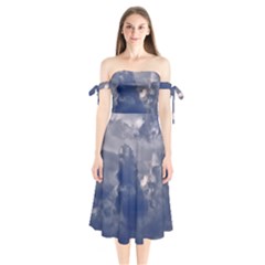 Kingdom Of The Sky Shoulder Tie Bardot Midi Dress by DimitriosArt