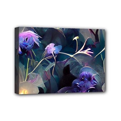 Dark Floral Mini Canvas 7  X 5  (stretched) by Dazzleway