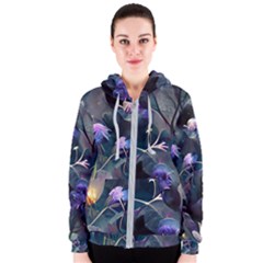 Dark Floral Women s Zipper Hoodie