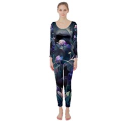 Dark Floral Long Sleeve Catsuit by Dazzleway