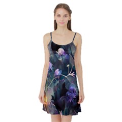 Dark Floral Satin Night Slip by Dazzleway