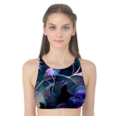 Dark Floral Tank Bikini Top by Dazzleway