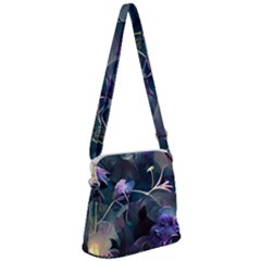 Dark Floral Zipper Messenger Bag by Dazzleway