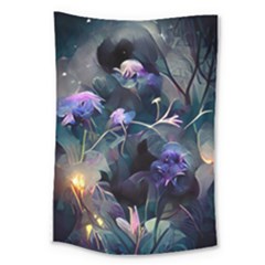 Dark Floral Large Tapestry