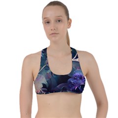 Dark Floral Criss Cross Racerback Sports Bra by Dazzleway