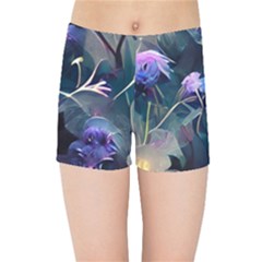 Dark Floral Kids  Sports Shorts by Dazzleway