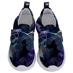 Dark Floral Kids  Velcro No Lace Shoes by Dazzleway