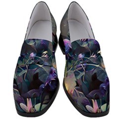 Dark Floral Women s Chunky Heel Loafers by Dazzleway