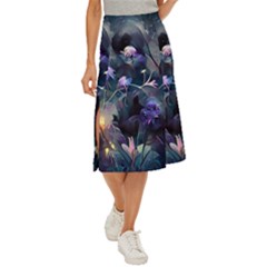 Dark Floral Midi Panel Skirt by Dazzleway