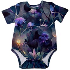 Dark Floral Baby Short Sleeve Onesie Bodysuit by Dazzleway