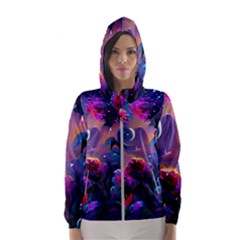 Floral Women s Hooded Windbreaker by Dazzleway