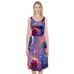 Floral Midi Sleeveless Dress by Dazzleway