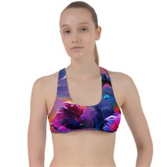 Floral Criss Cross Racerback Sports Bra by Dazzleway