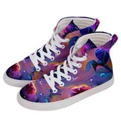 Floral Men s Hi-top Skate Sneakers by Dazzleway