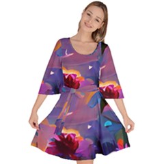 Floral Velour Kimono Dress by Dazzleway