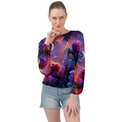 Floral Banded Bottom Chiffon Top by Dazzleway