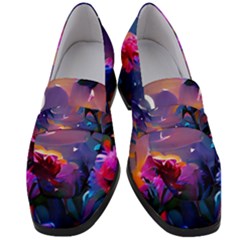 Floral Women s Chunky Heel Loafers by Dazzleway