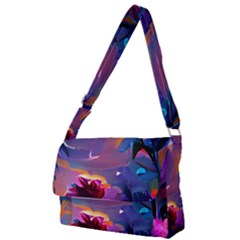 Floral Full Print Messenger Bag (s) by Dazzleway