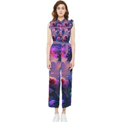 Floral Women s Frill Top Chiffon Jumpsuit by Dazzleway