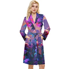 Floral Long Sleeve Velour Robe by Dazzleway