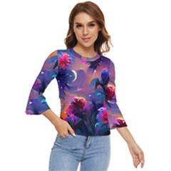 Floral Bell Sleeve Top