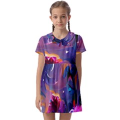 Floral Kids  Asymmetric Collar Dress by Dazzleway