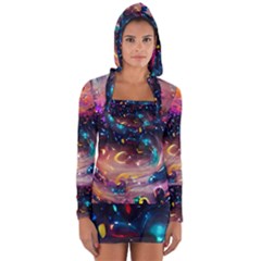 Galaxy Glass Long Sleeve Hooded T-shirt by Dazzleway