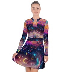 Galaxy Glass Long Sleeve Panel Dress by Dazzleway