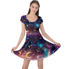 Galaxy Glass Cap Sleeve Dress by Dazzleway