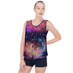 Galaxy Glass Bubble Hem Chiffon Tank Top