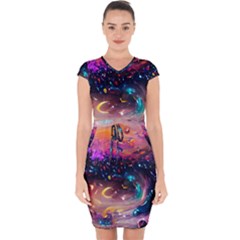 Galaxy Glass Capsleeve Drawstring Dress  by Dazzleway