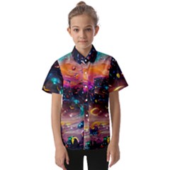 Galaxy Glass Kids  Short Sleeve Shirt by Dazzleway