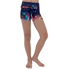 Galaxy Glass Kids  Lightweight Velour Yoga Shorts by Dazzleway