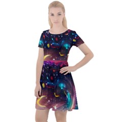 Galaxy Glass Cap Sleeve Velour Dress  by Dazzleway