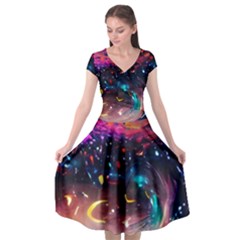 Galaxy Glass Cap Sleeve Wrap Front Dress by Dazzleway