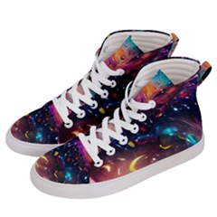 Galaxy Glass Women s Hi-top Skate Sneakers by Dazzleway